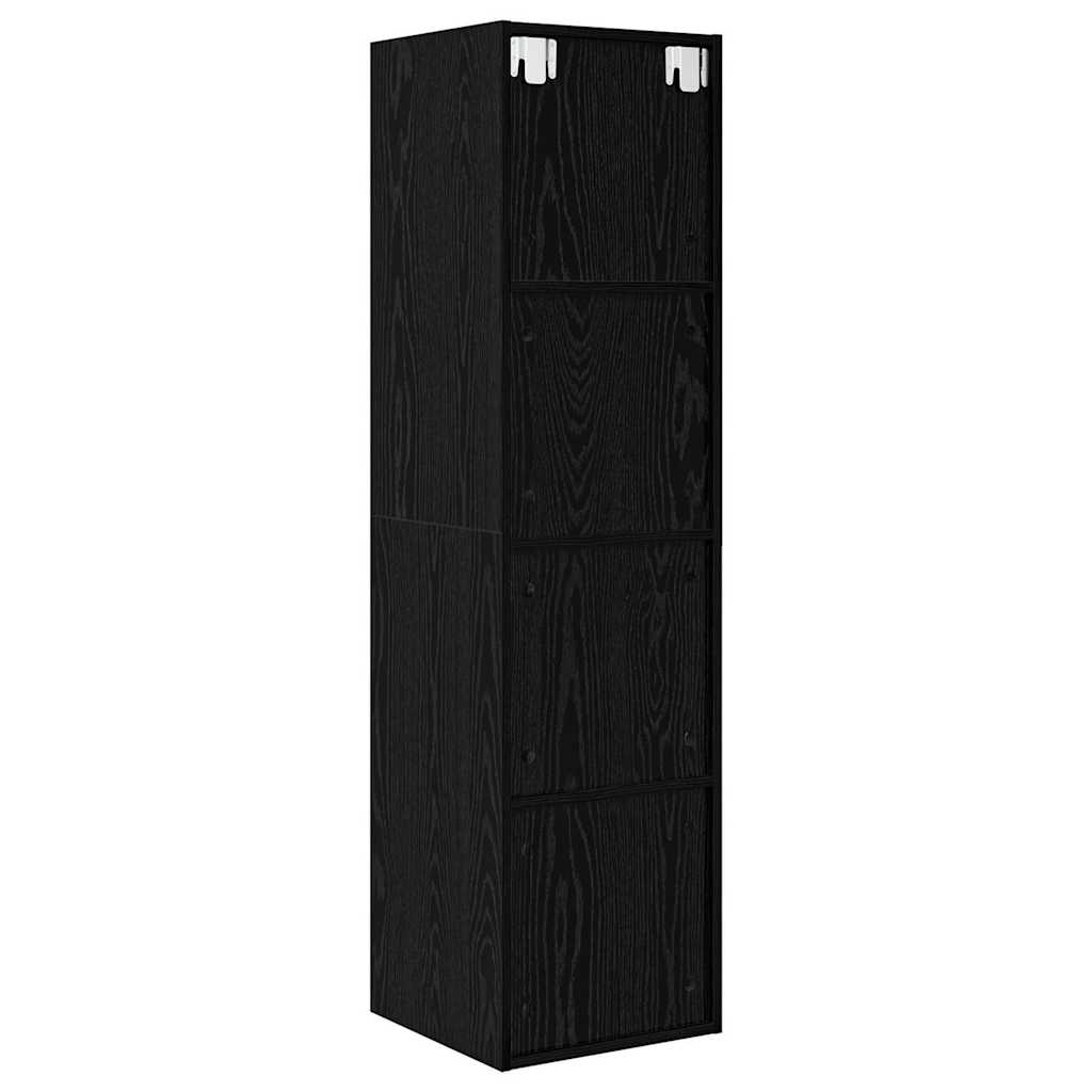 TV-Schrank Wandmontiert Schwarz Eichen-Optik 37 x 37 x 142,5 cm