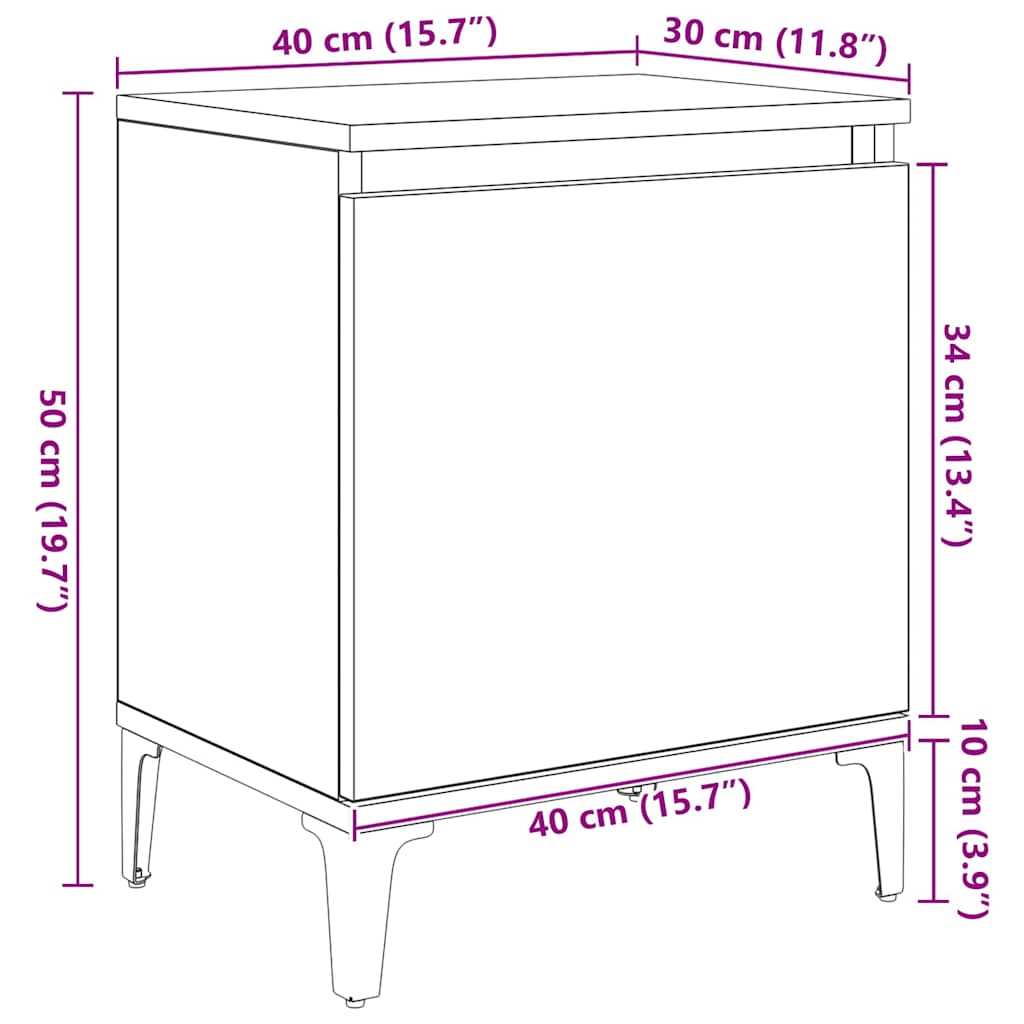 Nachttisch Artisan-Eiche 40 x 30 x 50 cm Holzwerkstoff