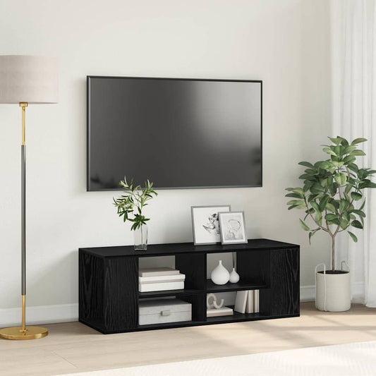 Wandmontierter TV Schrank Schwarz Eichen-Optik 102 x 35 x 35 cm