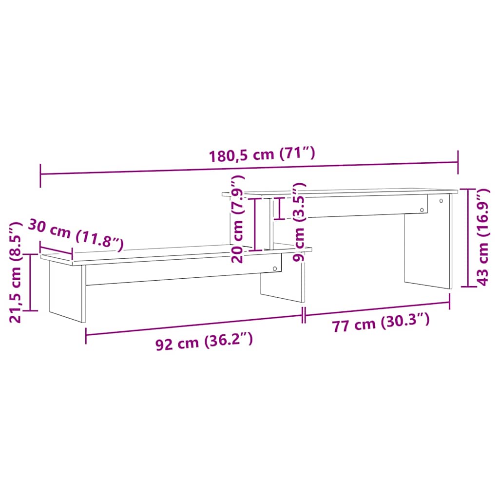 TV-Schrankset 180,5 x 30 x 43 cm Artisan-Eiche Holzwerkstoff