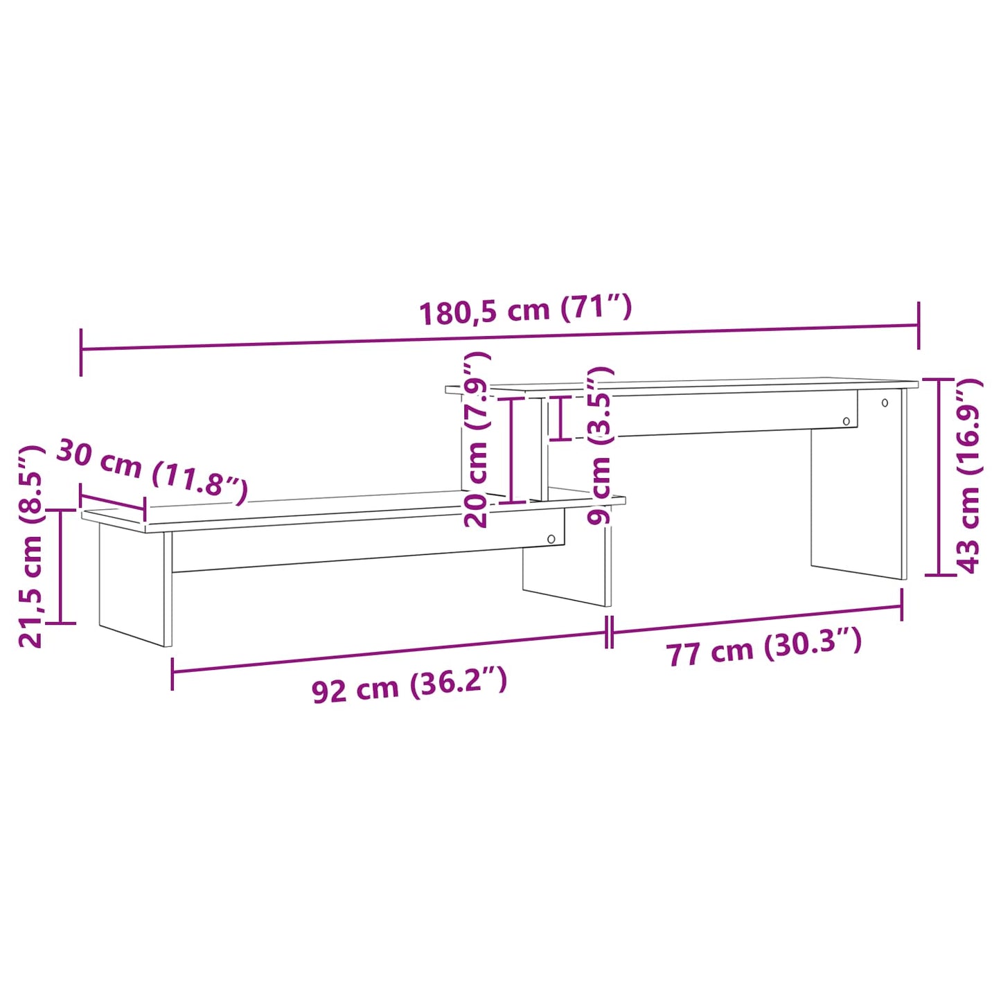 TV-Schrankset 180,5 x 30 x 43 cm Artisan-Eiche Holzwerkstoff