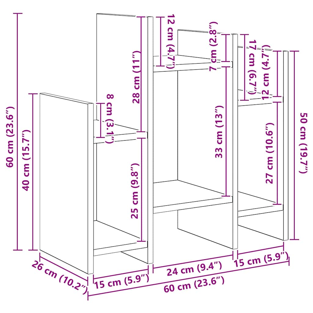 Seitenschrank Schwarz Eichen-Optik 60 x 26 x 60 cm