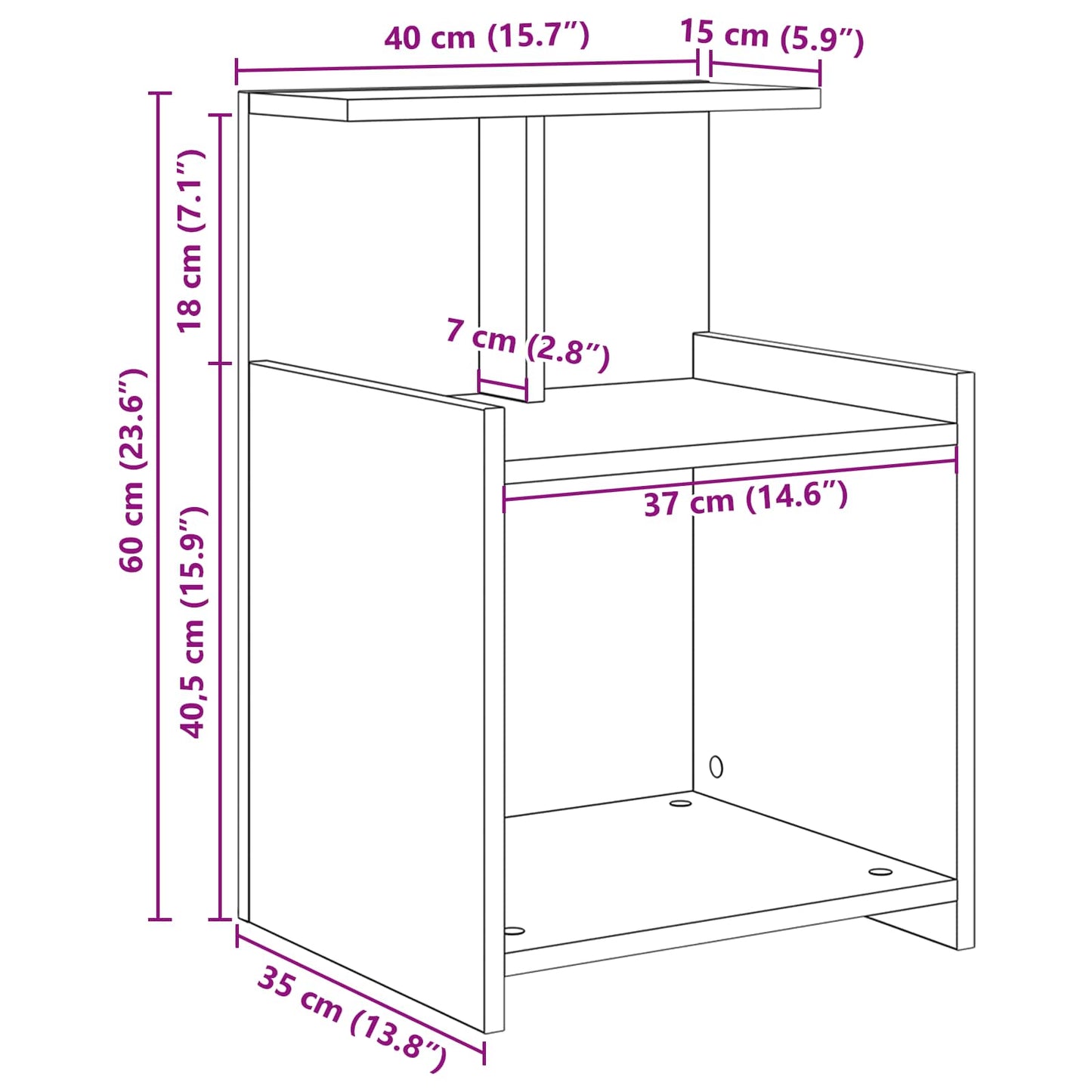 Nachttisch Artisan-Eiche 40 x 35 x 60 cm Holzwerkstoff