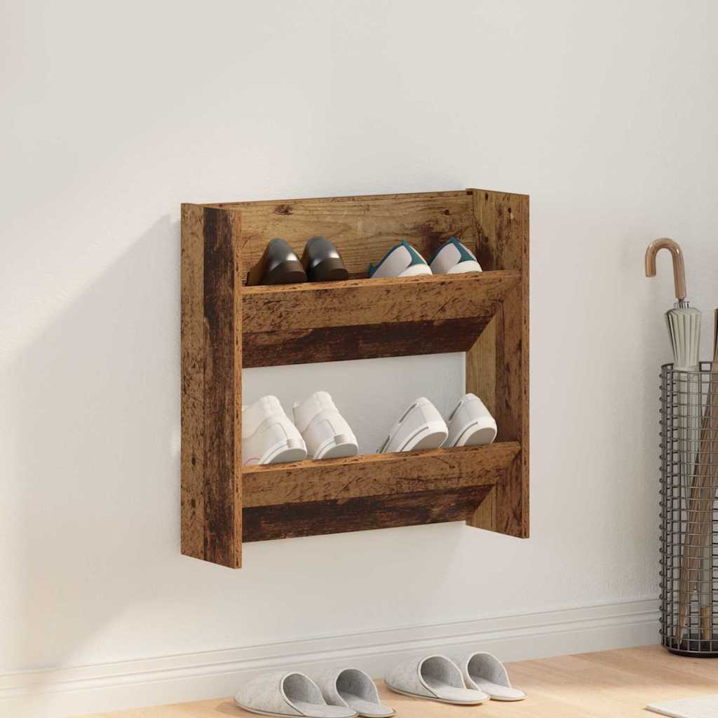 Schuhschrank 60 x 18 x 60 cm Holzwerkstoff Altholz