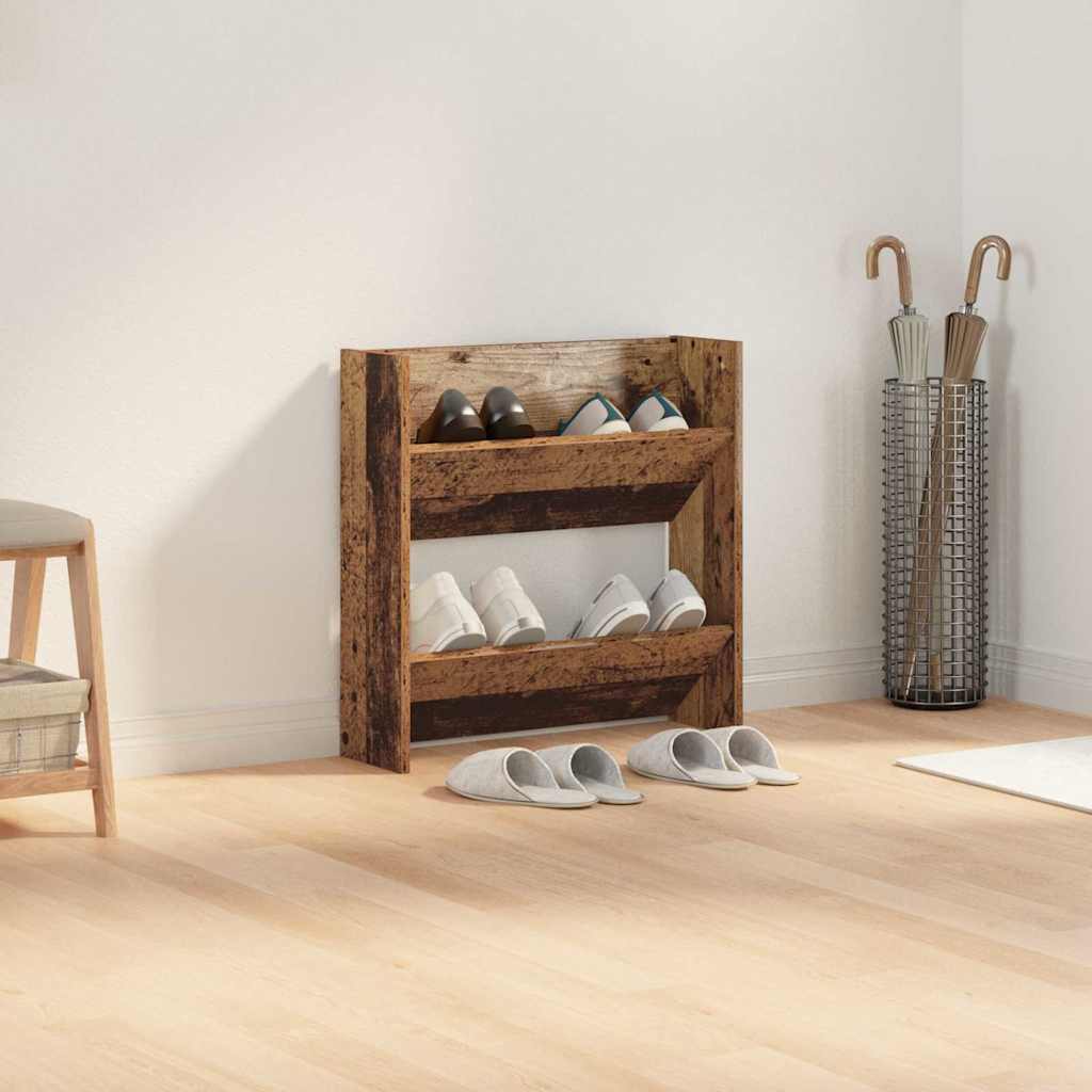 Schuhschrank 60 x 18 x 60 cm Holzwerkstoff Altholz