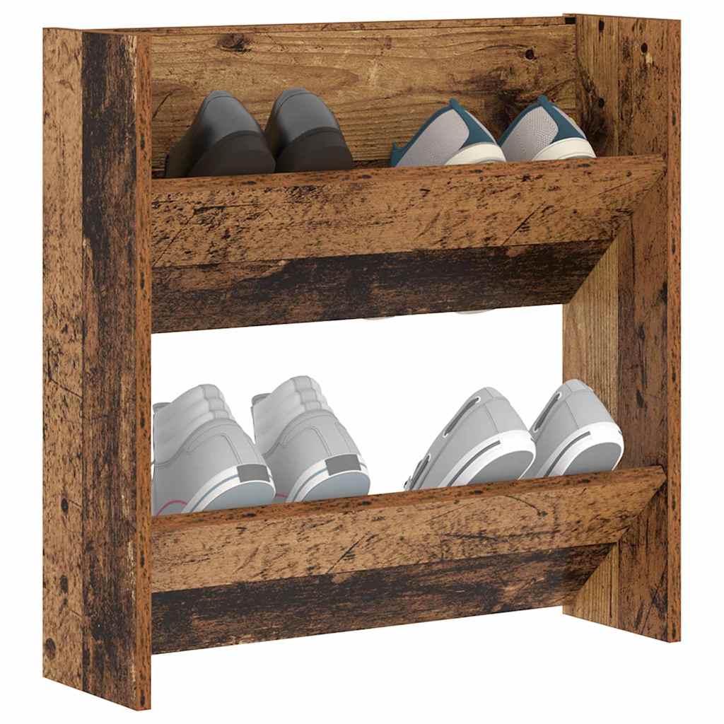 Schuhschrank 60 x 18 x 60 cm Holzwerkstoff Altholz