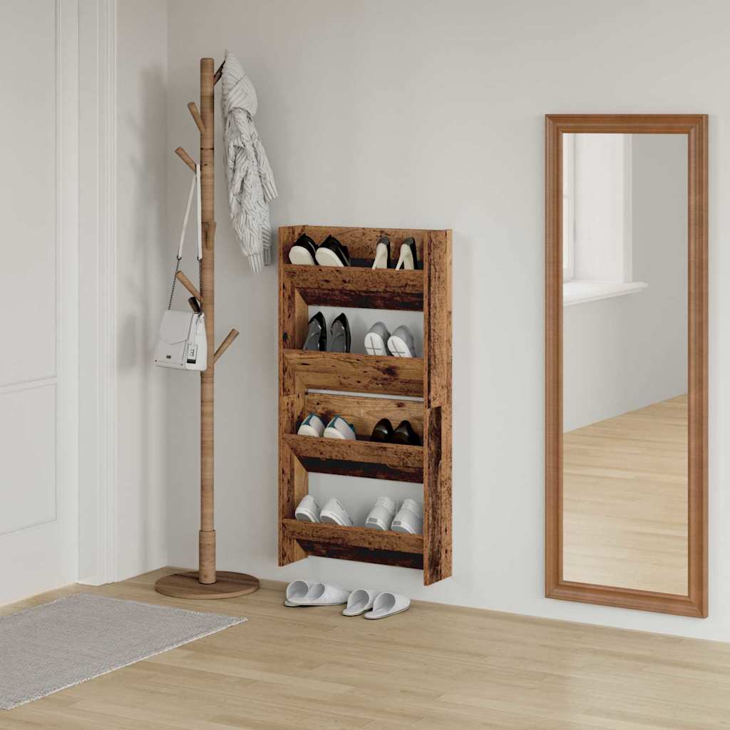 Schuhschrank 2 stk. 60 x 18 x 60 cm Holzwerkstoff Altholz