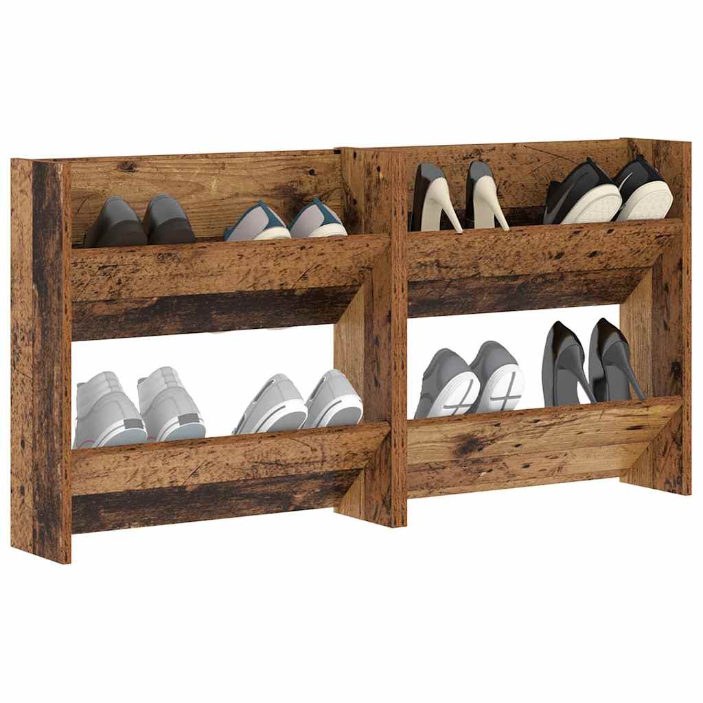 Schuhschrank 2 stk. 60 x 18 x 60 cm Holzwerkstoff Altholz