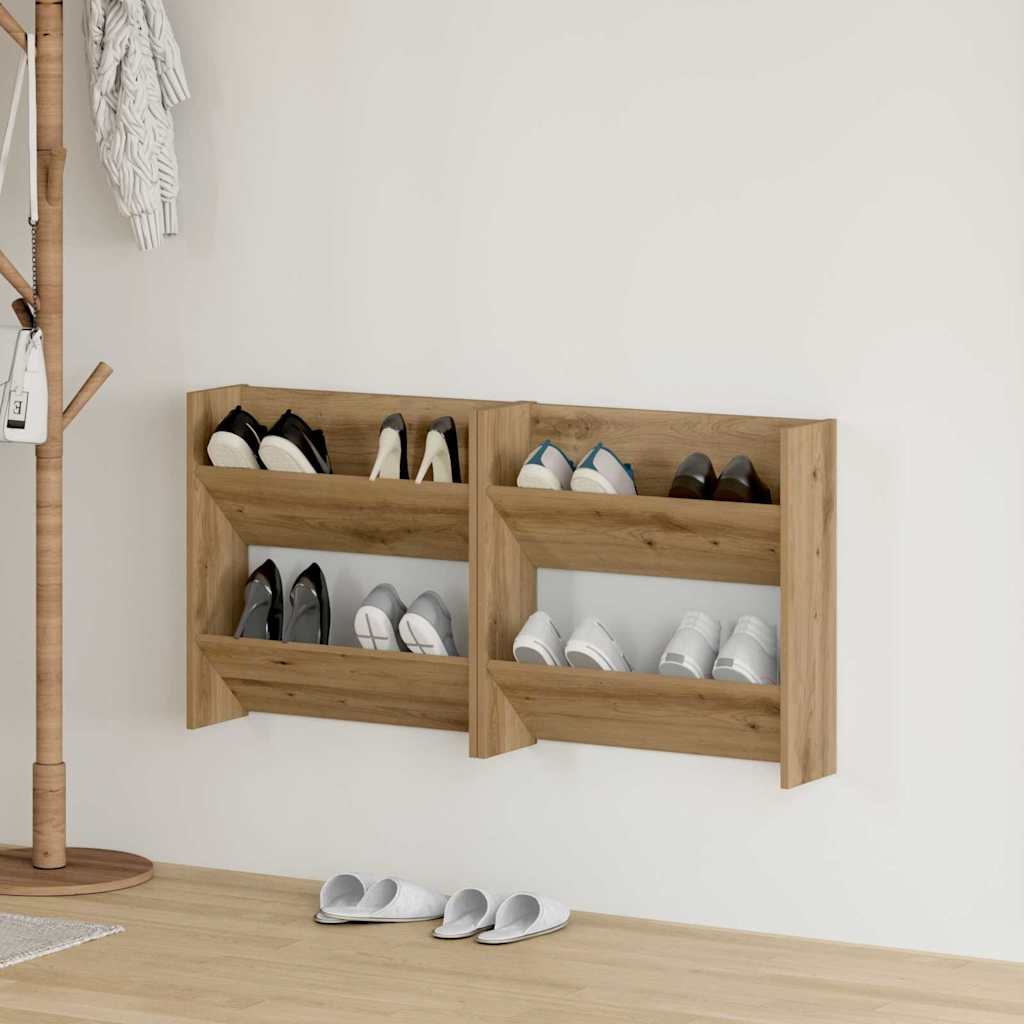 Schuhschrank 2 Stk. 60 x 18 x 60 cm Holzwerkstoff Artisan-Eiche