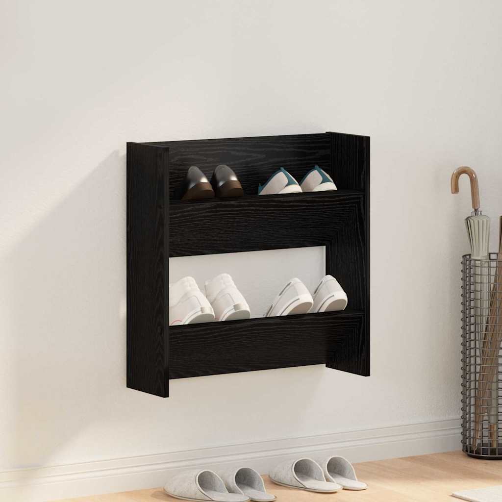 Schuhschrank 60 x 18 x 60 cm Holzwerkstoff Schwarz Eichen-Optik