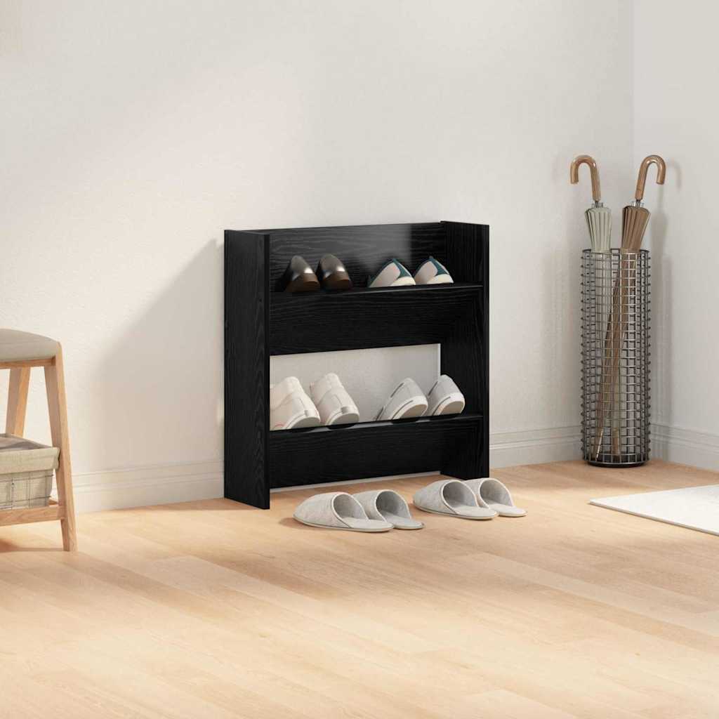 Schuhschrank 60 x 18 x 60 cm Holzwerkstoff Schwarz Eichen-Optik