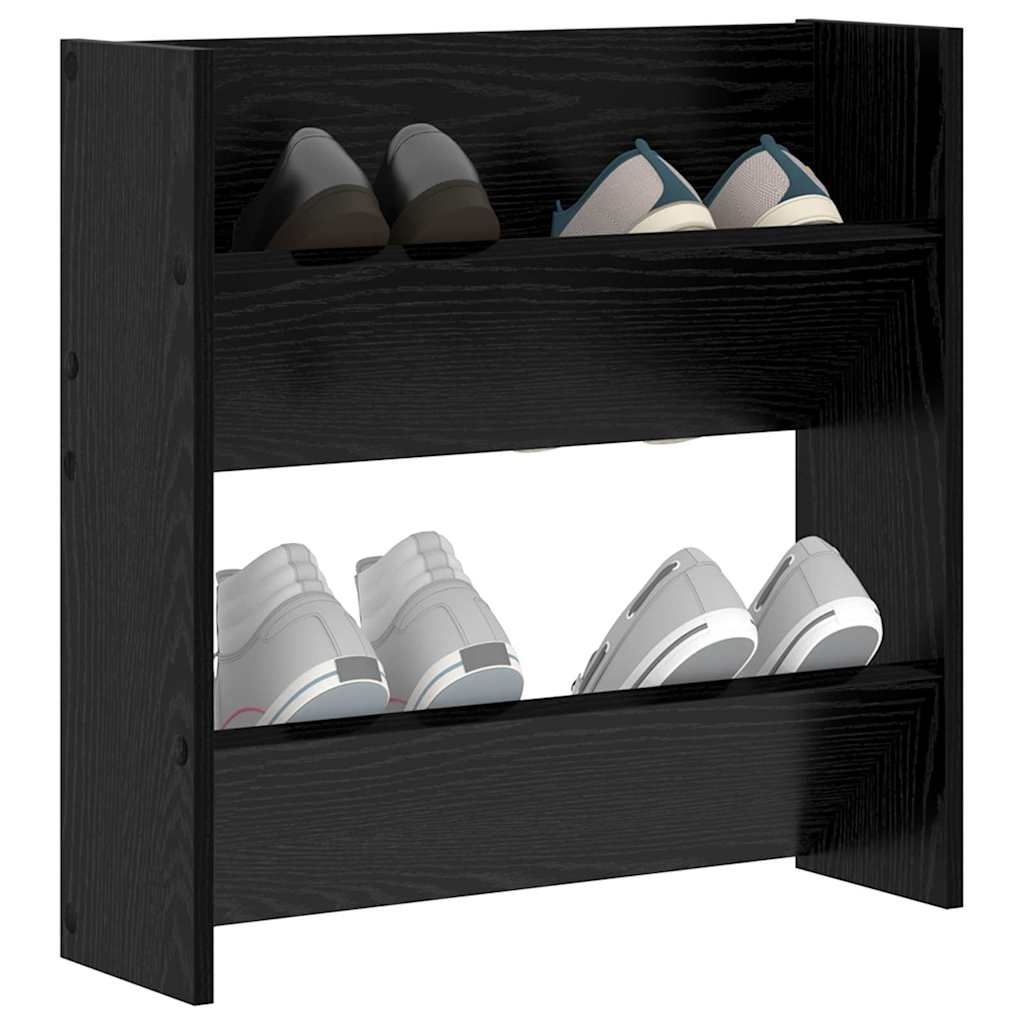 Schuhschrank 60 x 18 x 60 cm Holzwerkstoff Schwarz Eichen-Optik
