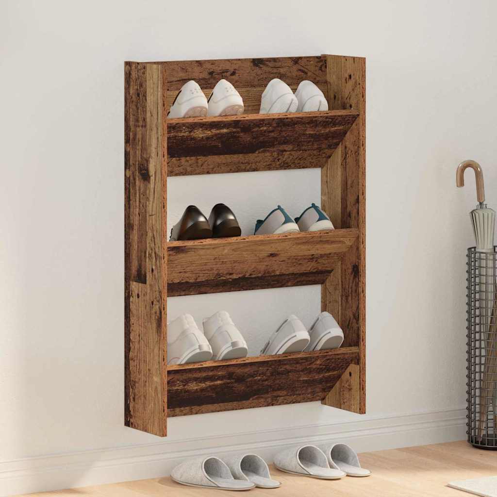 Schuhschrank 60 x 18 x 90 cm Holzwerkstoff Altholz