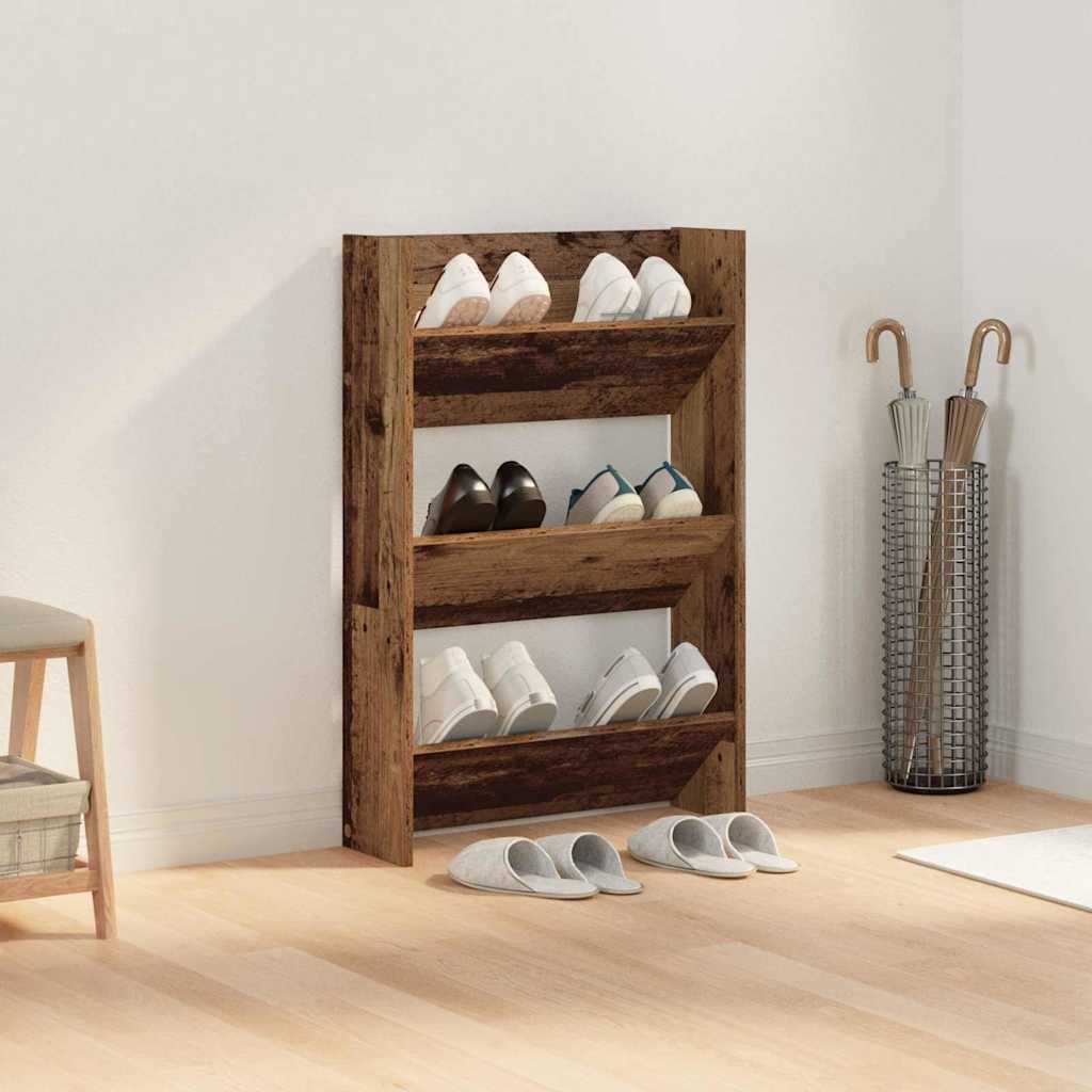 Schuhschrank 60 x 18 x 90 cm Holzwerkstoff Altholz