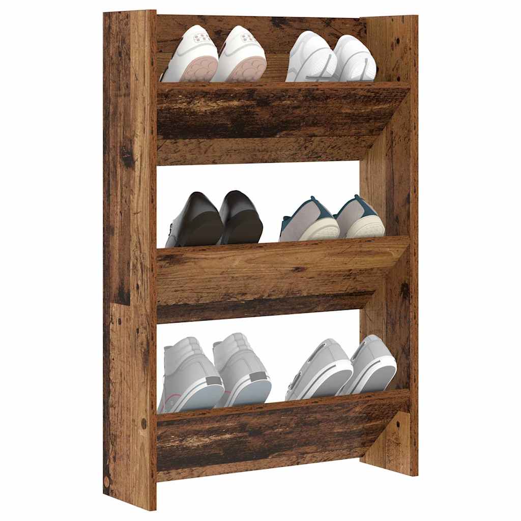 Schuhschrank 60 x 18 x 90 cm Holzwerkstoff Altholz