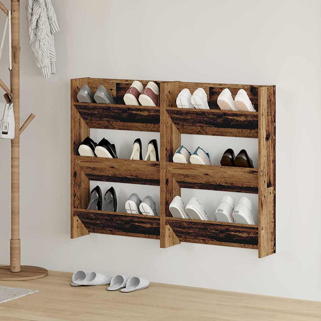 Schuhschrank 2 stk. 60 x 18 x 90 cm Holzwerkstoff Altholz