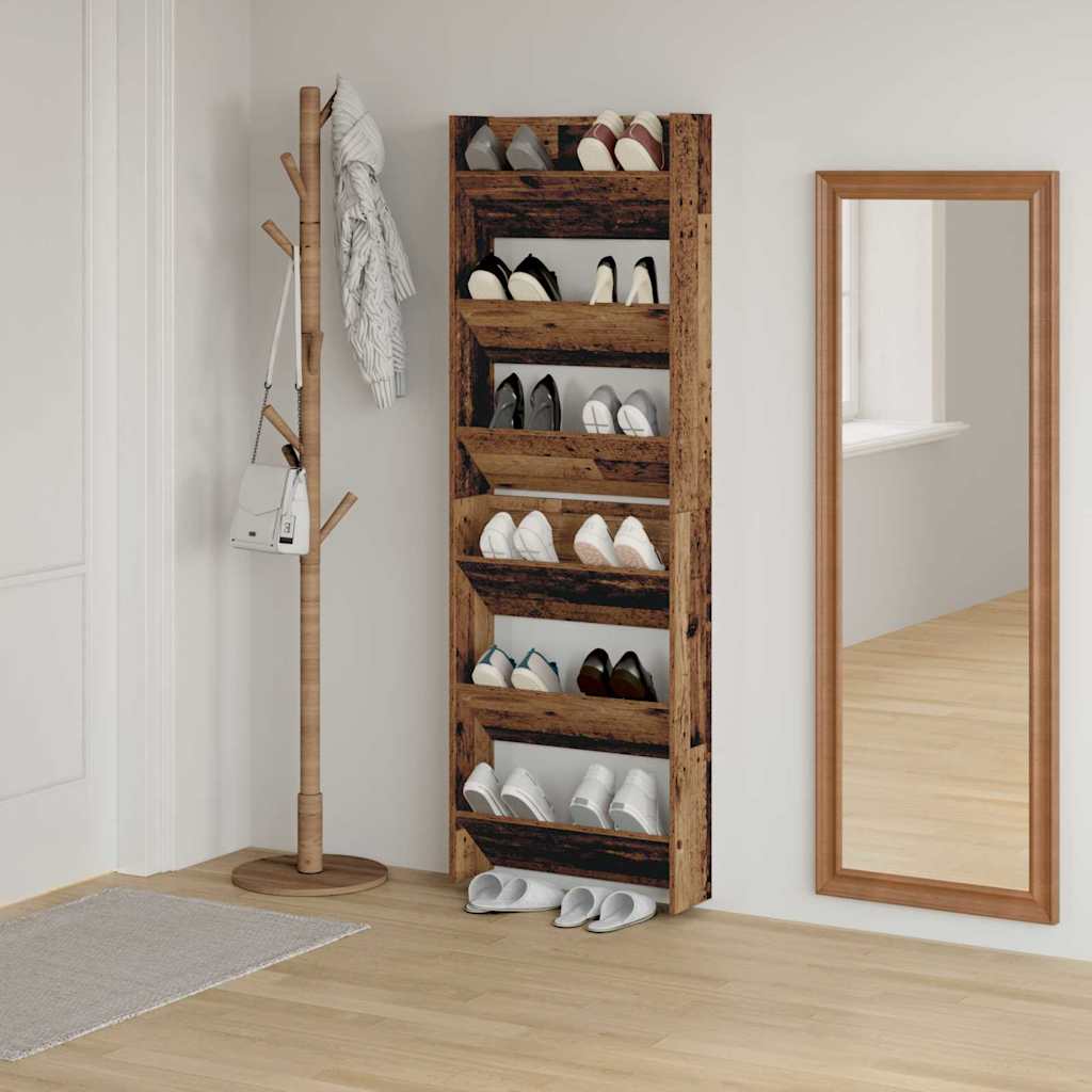 Schuhschrank 2 stk. 60 x 18 x 90 cm Holzwerkstoff Altholz