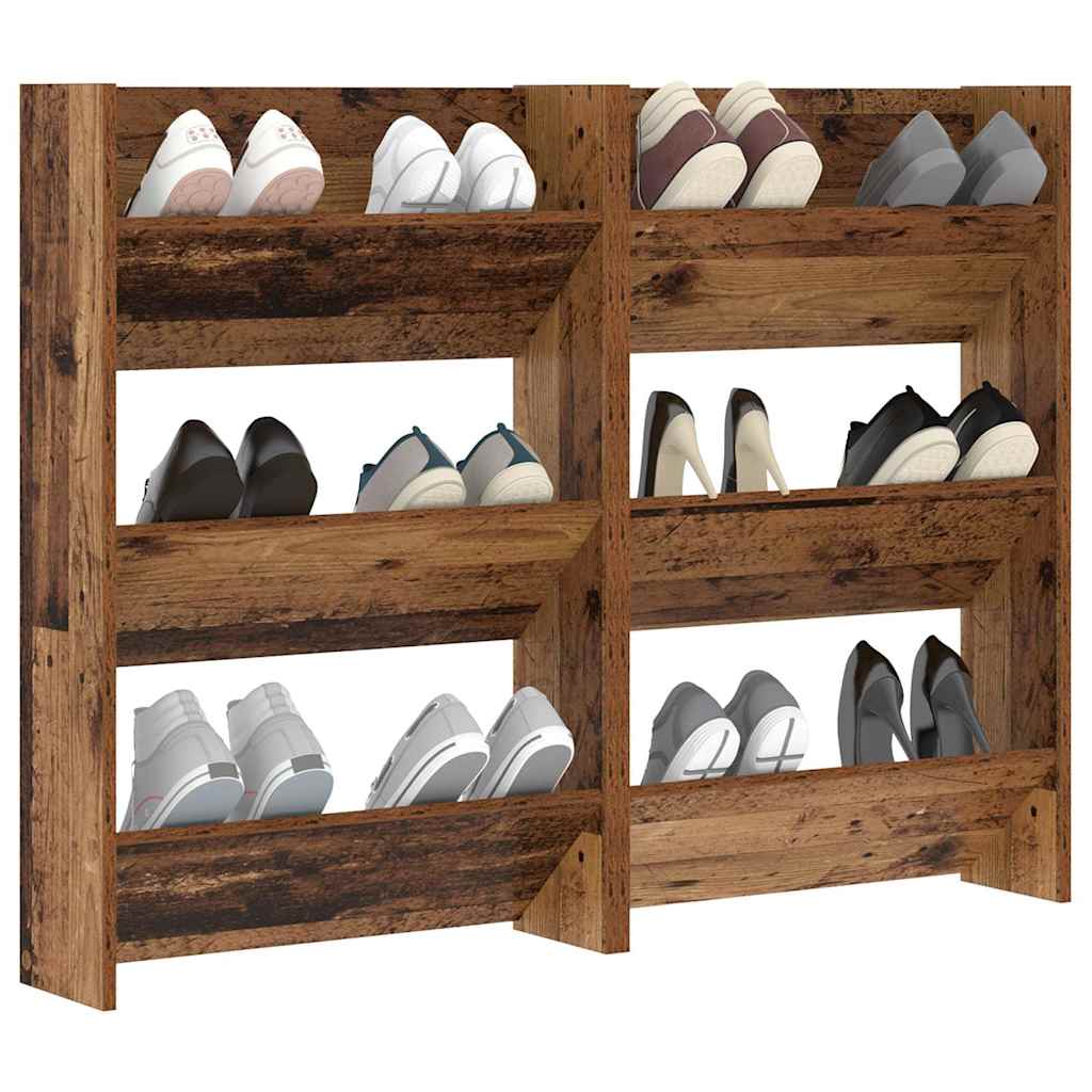 Schuhschrank 2 stk. 60 x 18 x 90 cm Holzwerkstoff Altholz