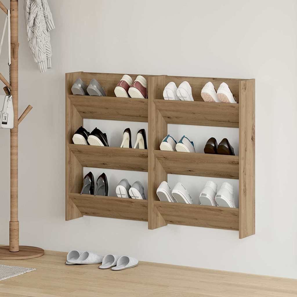 Schuhschrank 2 Stk. 60 x 18 x 90 cm Holzwerkstoff Artisan-Eiche