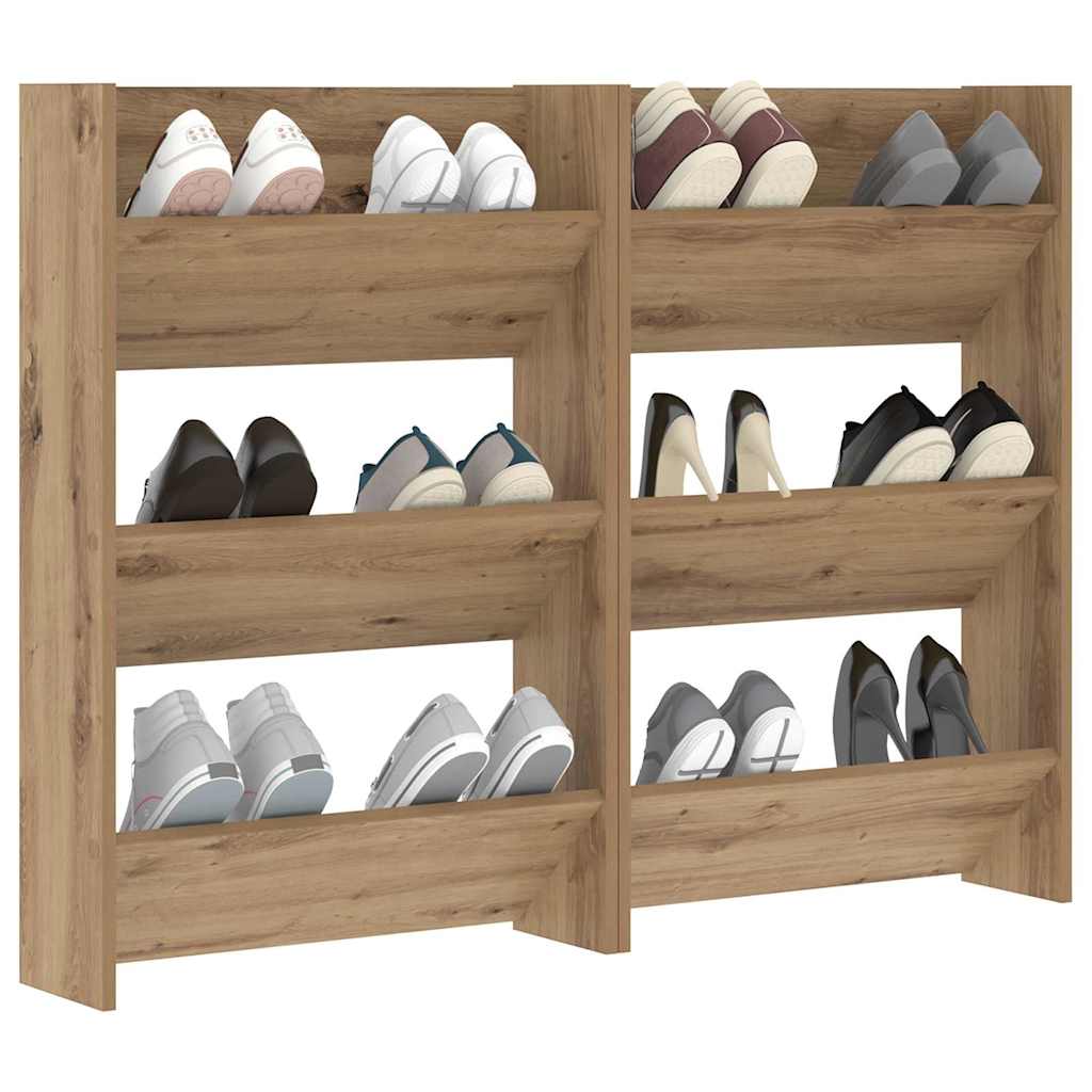 Schuhschrank 2 Stk. 60 x 18 x 90 cm Holzwerkstoff Artisan-Eiche