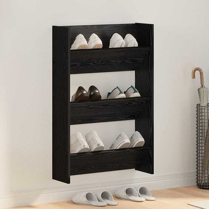 Schuhschrank 60 x 18 x 90 cm Holzwerkstoff Schwarz Eichen-Optik
