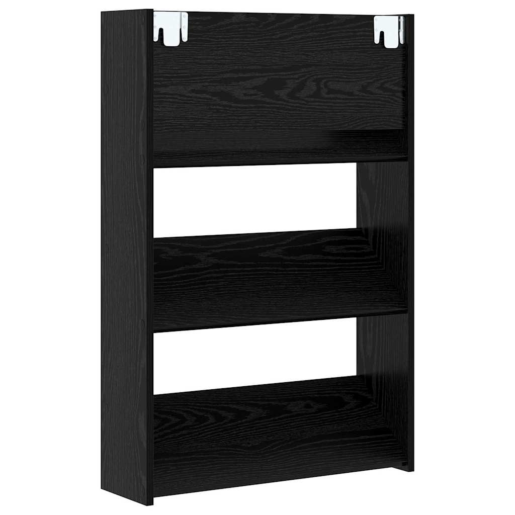 Schuhschrank 60 x 18 x 90 cm Holzwerkstoff Schwarz Eichen-Optik