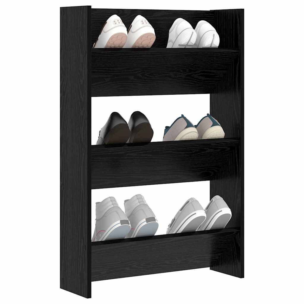 Schuhschrank 60 x 18 x 90 cm Holzwerkstoff Schwarz Eichen-Optik