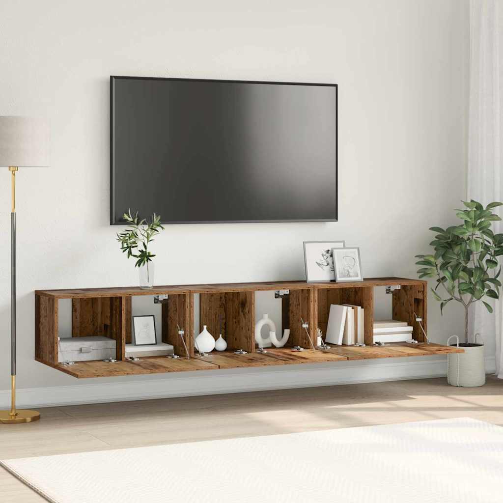 TV-Schrankset 3 stk. Braun Holzwerkstoff