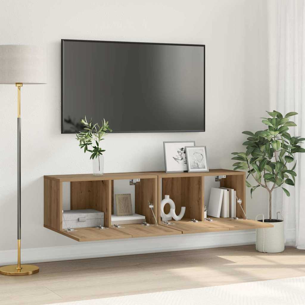 TV-Schrankset 2 stk. Braun Holzwerkstoff