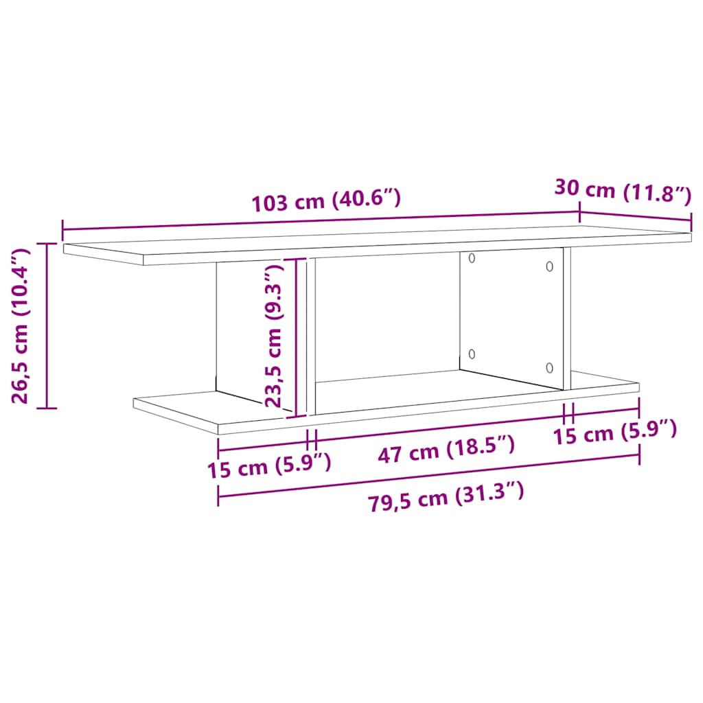 TV-Schrankset 103 x 30 x 26,5 cm Braun Holzwerkstoff