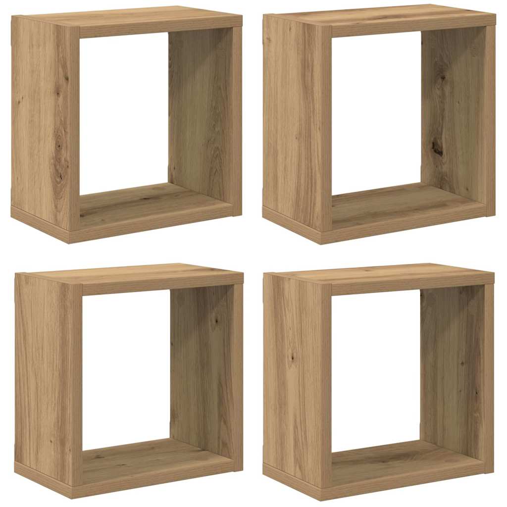 Wandregale mit Regal 4 pcs Handwerklich gefertigter Eichenholz