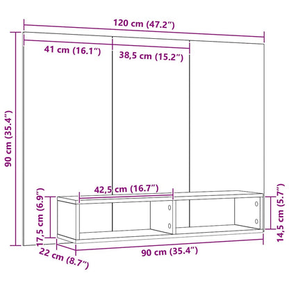 TV-Schrankset 120 x 23,5 x 90 cm Schwarz Eichen-Optik