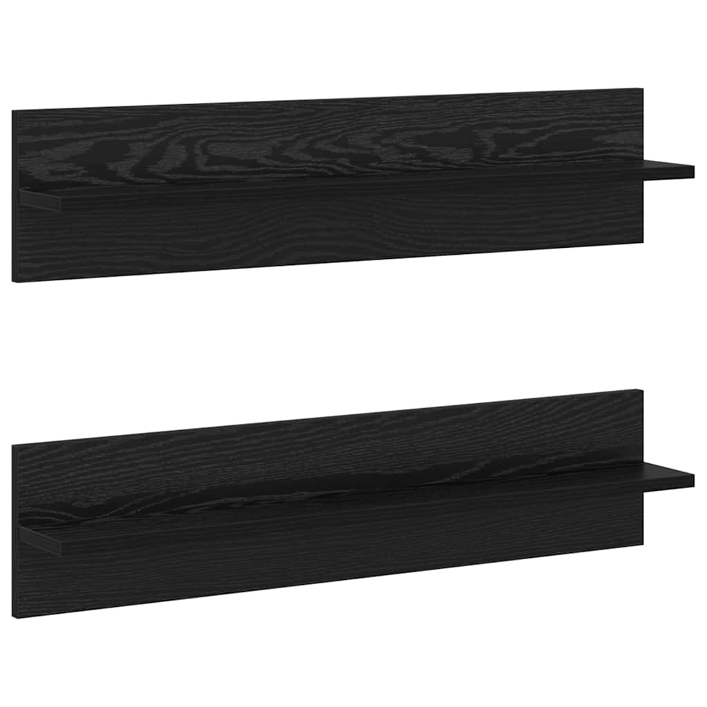 Wandregale 2 pcs Schwarz Eichen-Optik 80 x 11.5 x 18 cm
