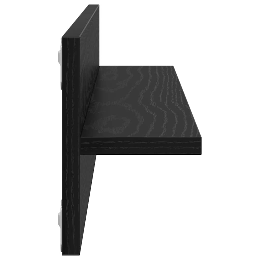 Wandregale 2 pcs Schwarz Eichen-Optik 80 x 11.5 x 18 cm