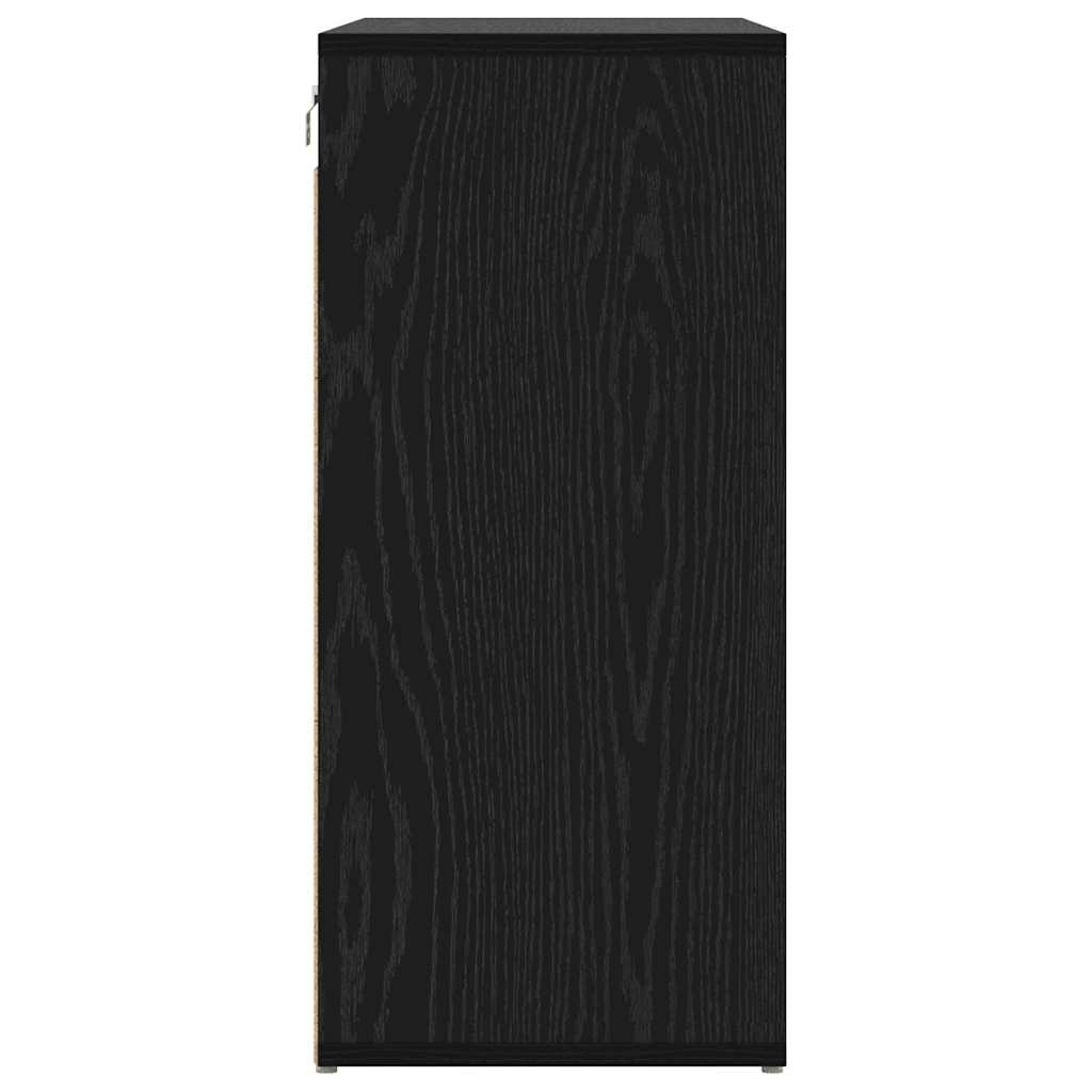 Schuhschrank mit Regal Schwarz Eichen-Optik 77,5 x 30 x 67 cm