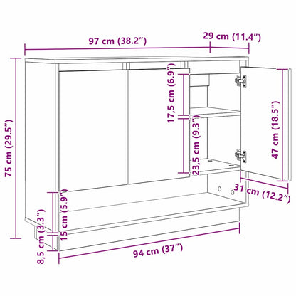Sideboard Schwarz Eichen-Optik 97 x 29 x 75 cm Holzwerkstoff