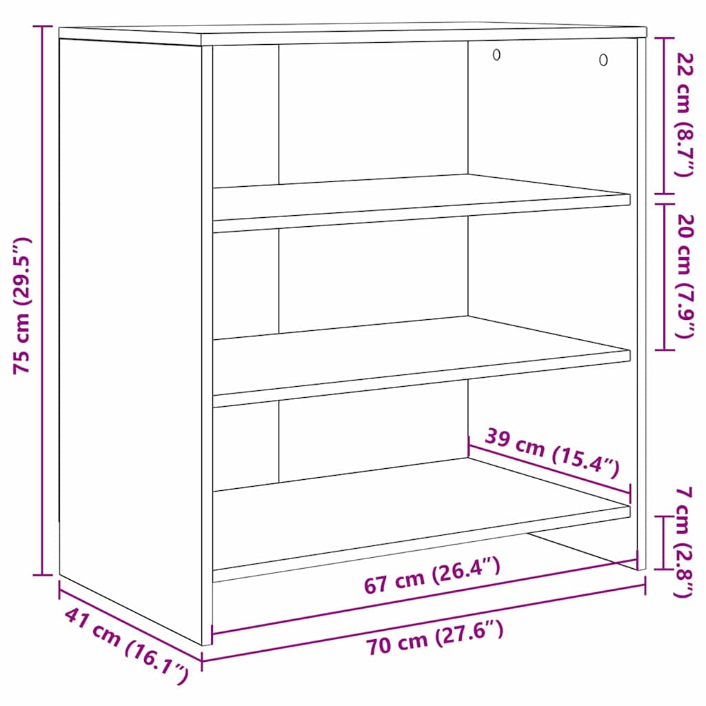 Sideboard Schwarz 70 x 41 x 75 cm Holzwerkstoff