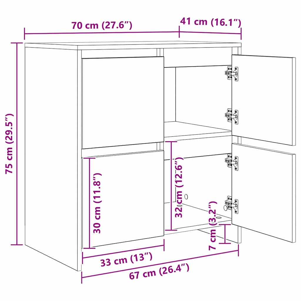 Sideboard Altholz 70 x 41 x 75 cm Holzwerkstoff