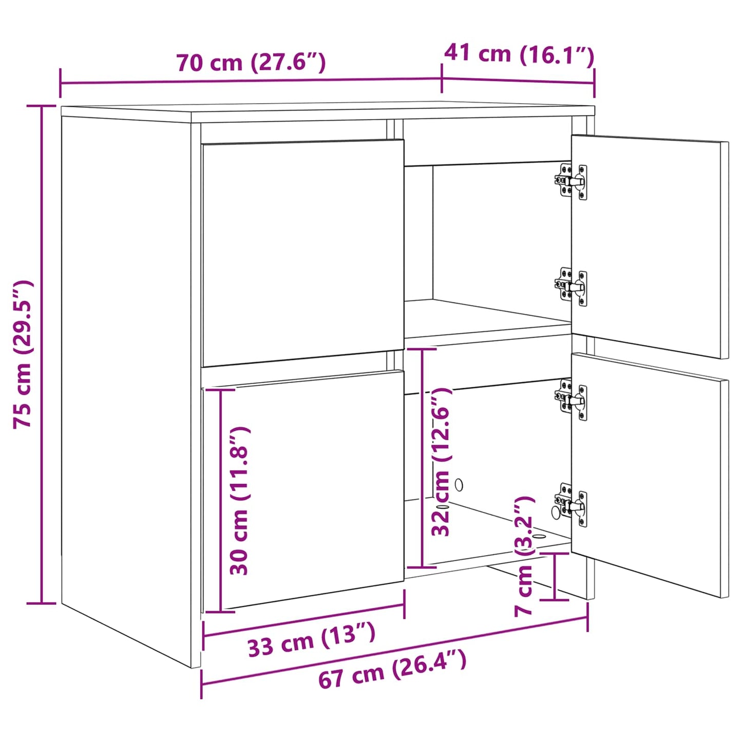 Sideboard Altholz 70 x 41 x 75 cm Holzwerkstoff