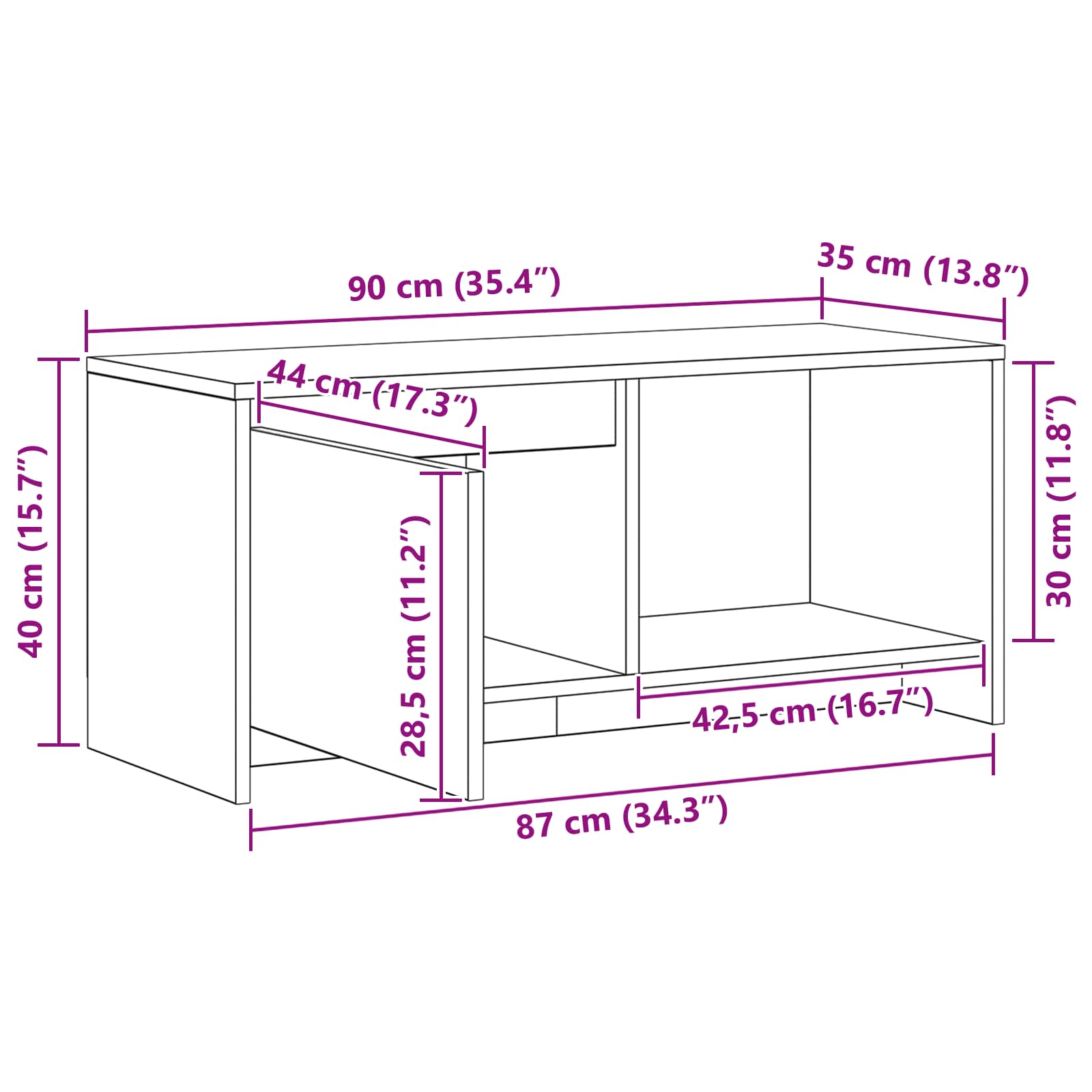 TV-Schrankset 90 x 35 x 40 cm Artisan-Eiche Holzwerkstoff
