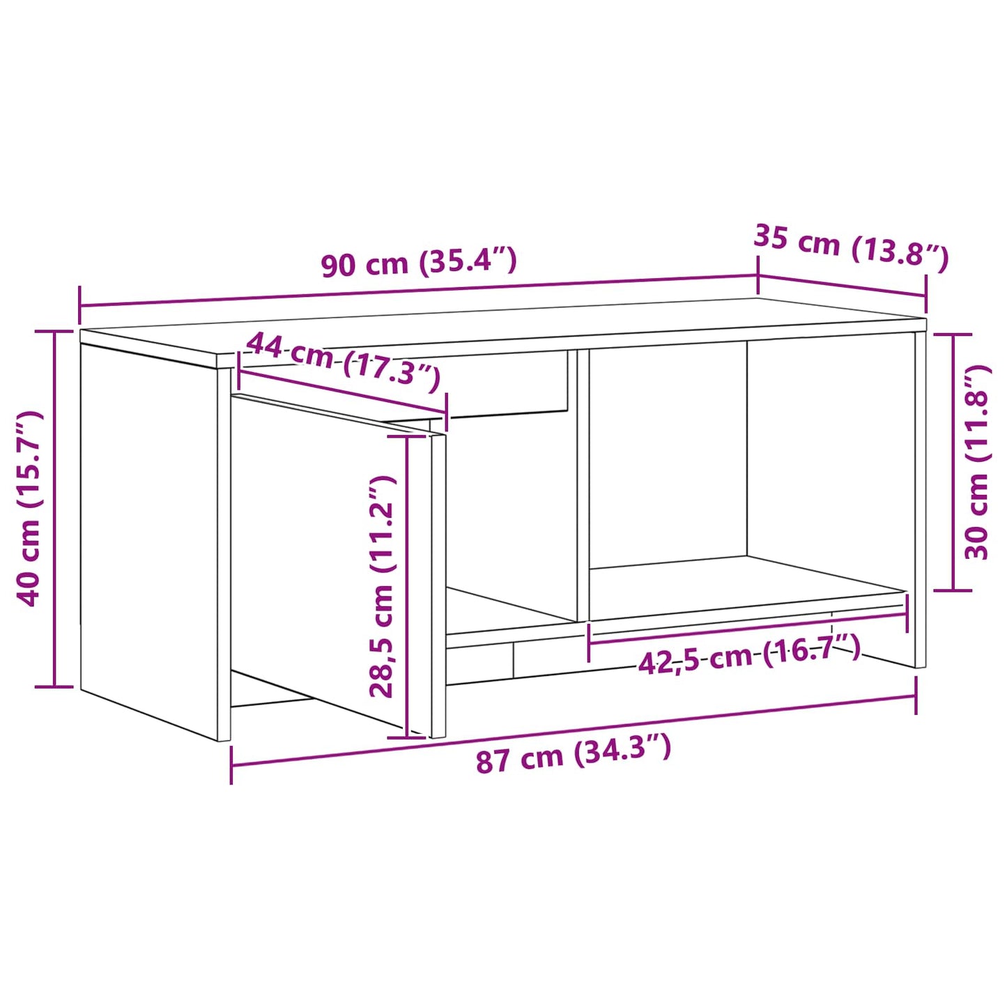 TV-Schrankset 90 x 35 x 40 cm Schwarz Eichen-Optik