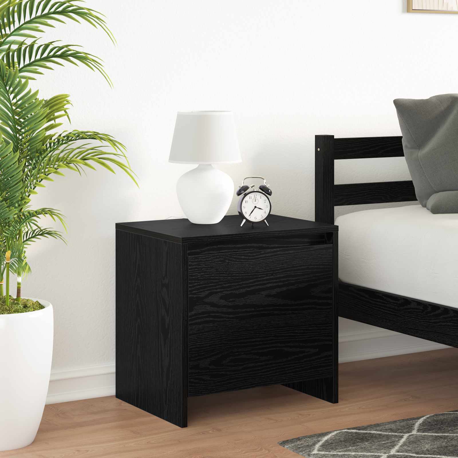 Nachttisch Schwarz Eichen-Optik 45 x 34 x 44,5 cm Holzwerkstoff