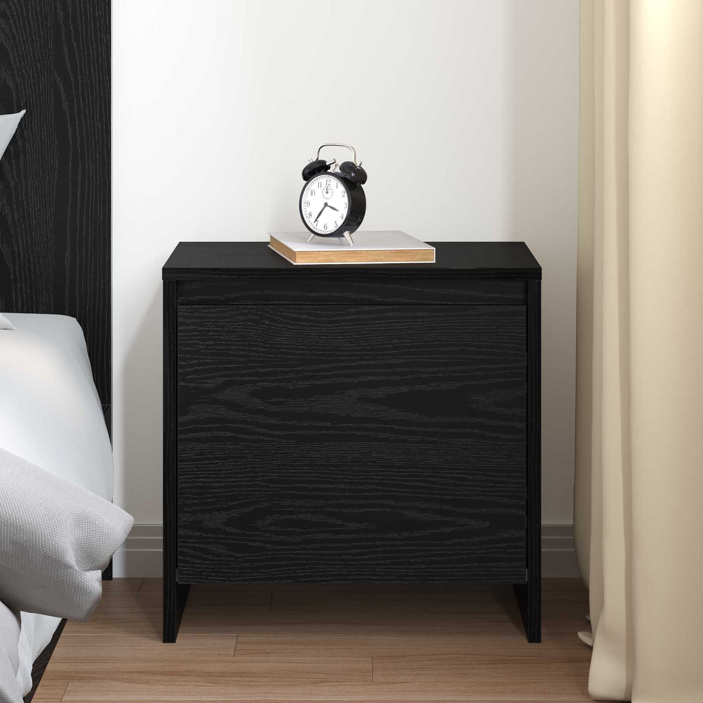 Nachttisch Schwarz Eichen-Optik 45 x 34 x 44,5 cm Holzwerkstoff