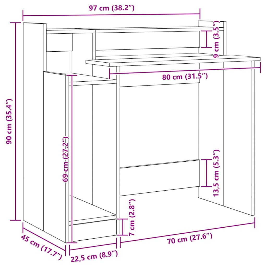 Schreibtisch Artisan-Eiche 97 x 45 x 90 cm Holzwerkstoff
