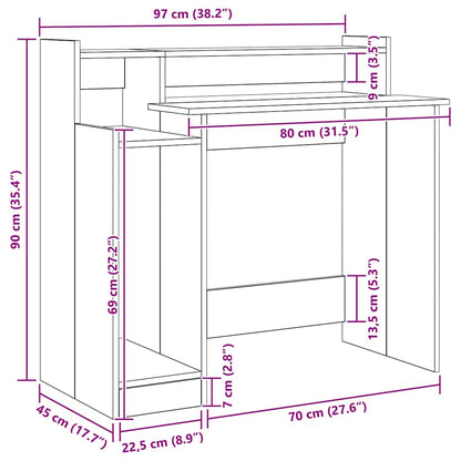 Schreibtisch Schwarz Eichen-Optik 97 x 45 x 90 cm Holzwerkstoff