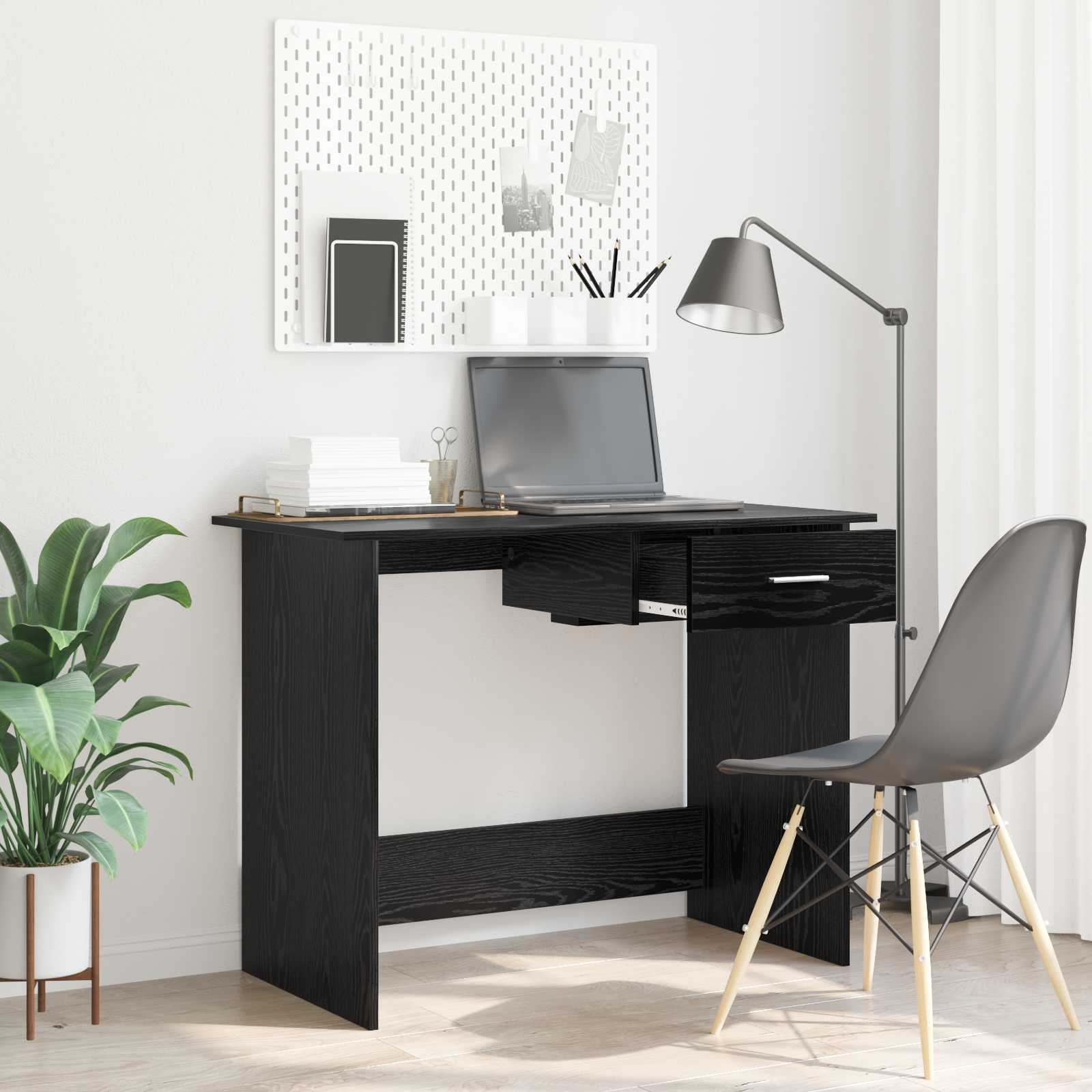 Schreibtisch Schwarz Eichen-Optik 100 x 50 x 76 cm