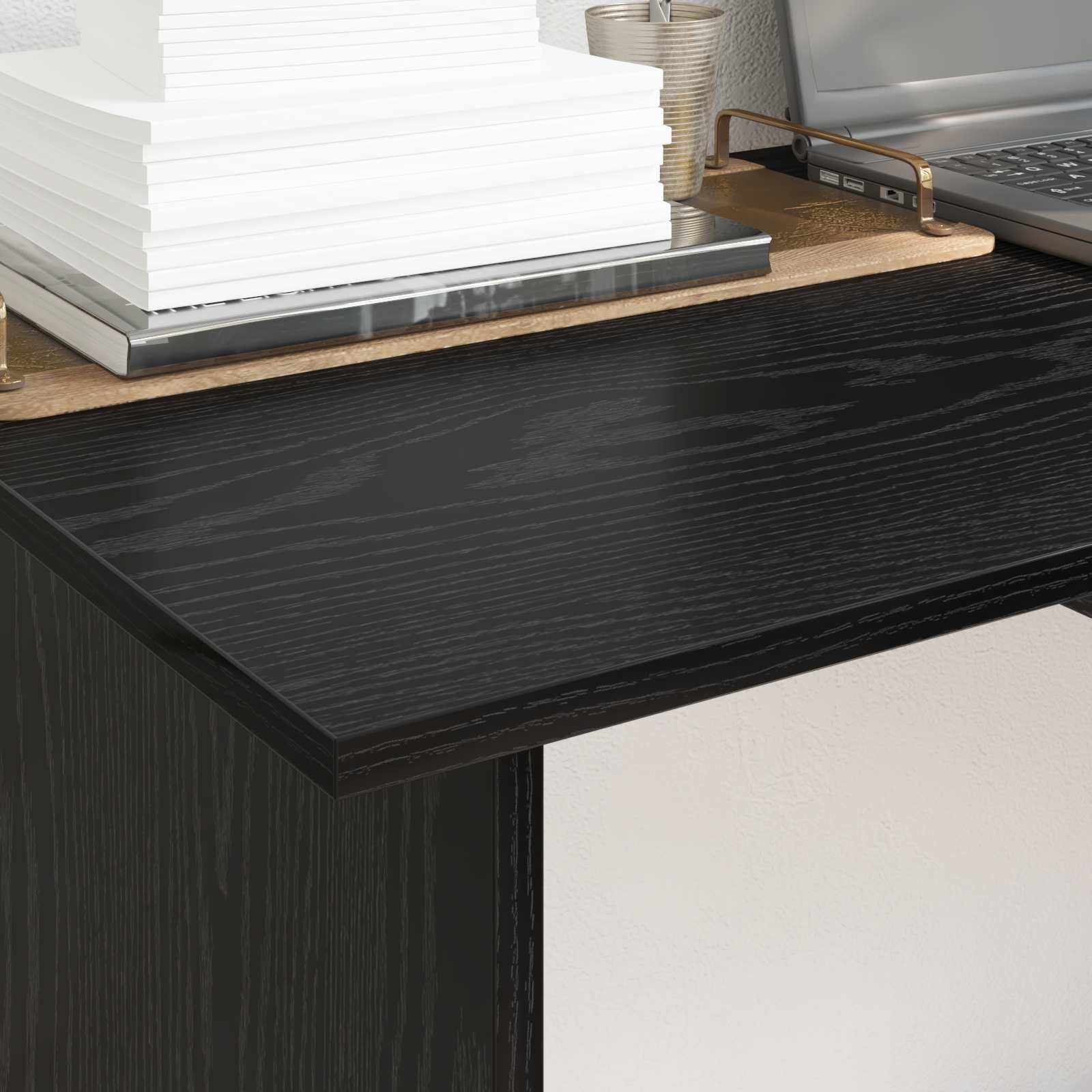 Schreibtisch Schwarz Eichen-Optik 100 x 50 x 76 cm