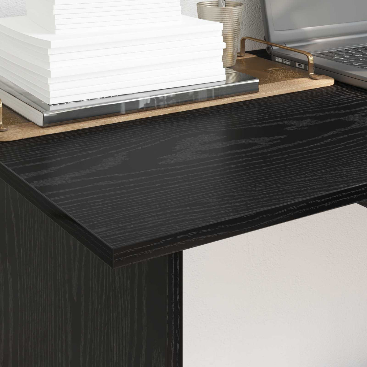 Schreibtisch Schwarz Eichen-Optik 100 x 50 x 76 cm