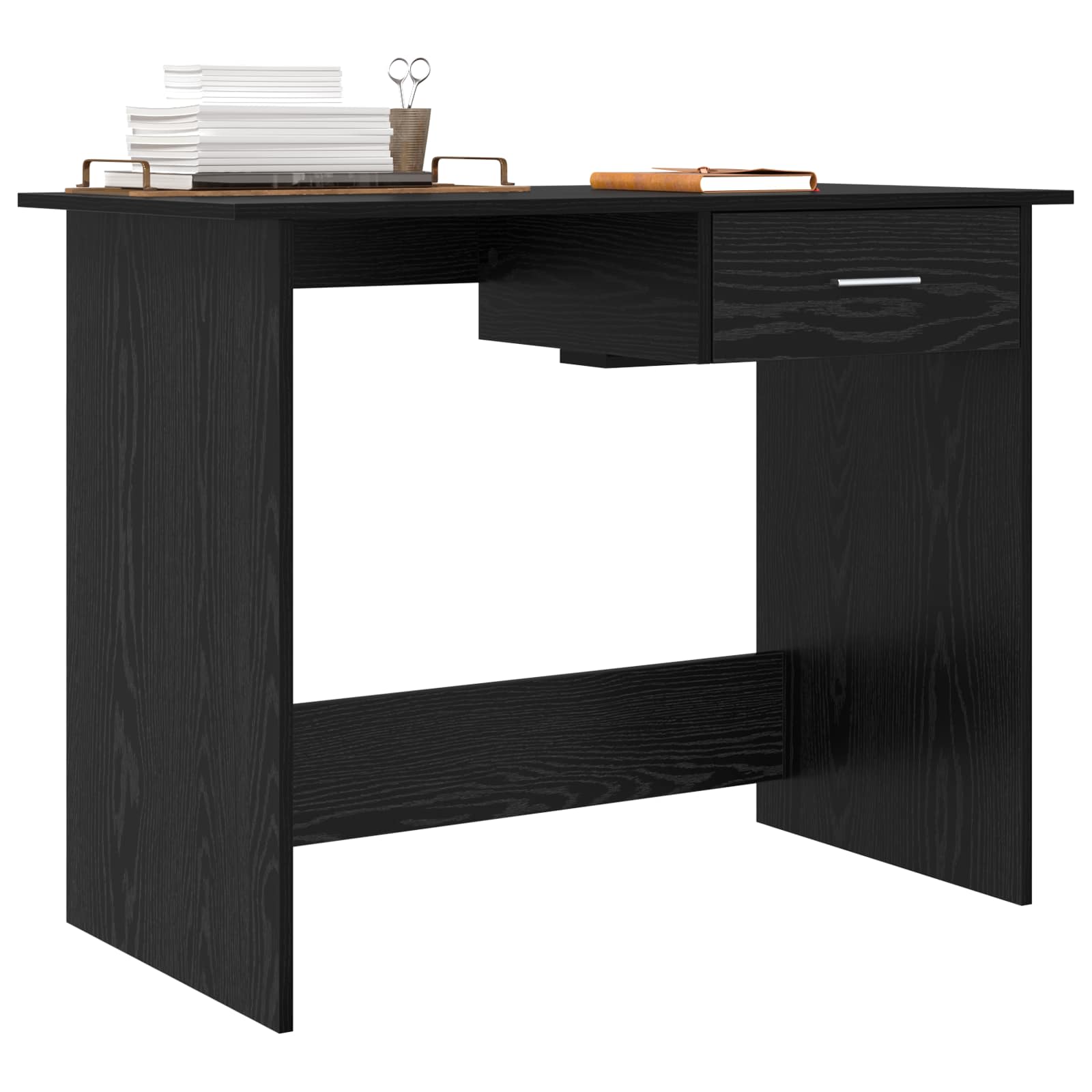 Schreibtisch Schwarz Eichen-Optik 100 x 50 x 76 cm