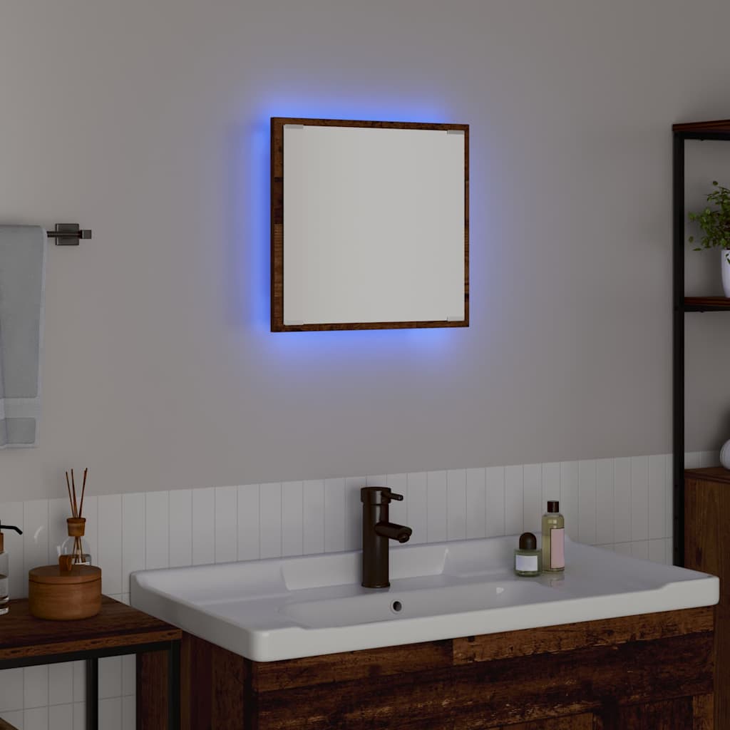 LED-Badezimmerspiegel Altholz 40 x 37 x 8.5 cm Holzwerkstoff